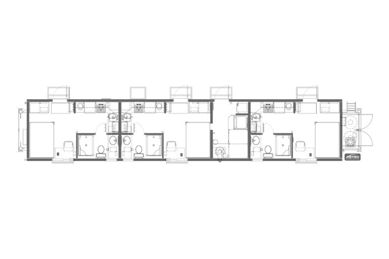 Astro Oilfield Rentals, Sleeper, 3-Bed, 12'x60'